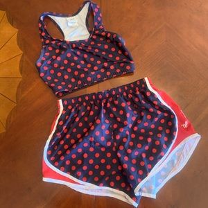 Polka dot shorts and bra matching set